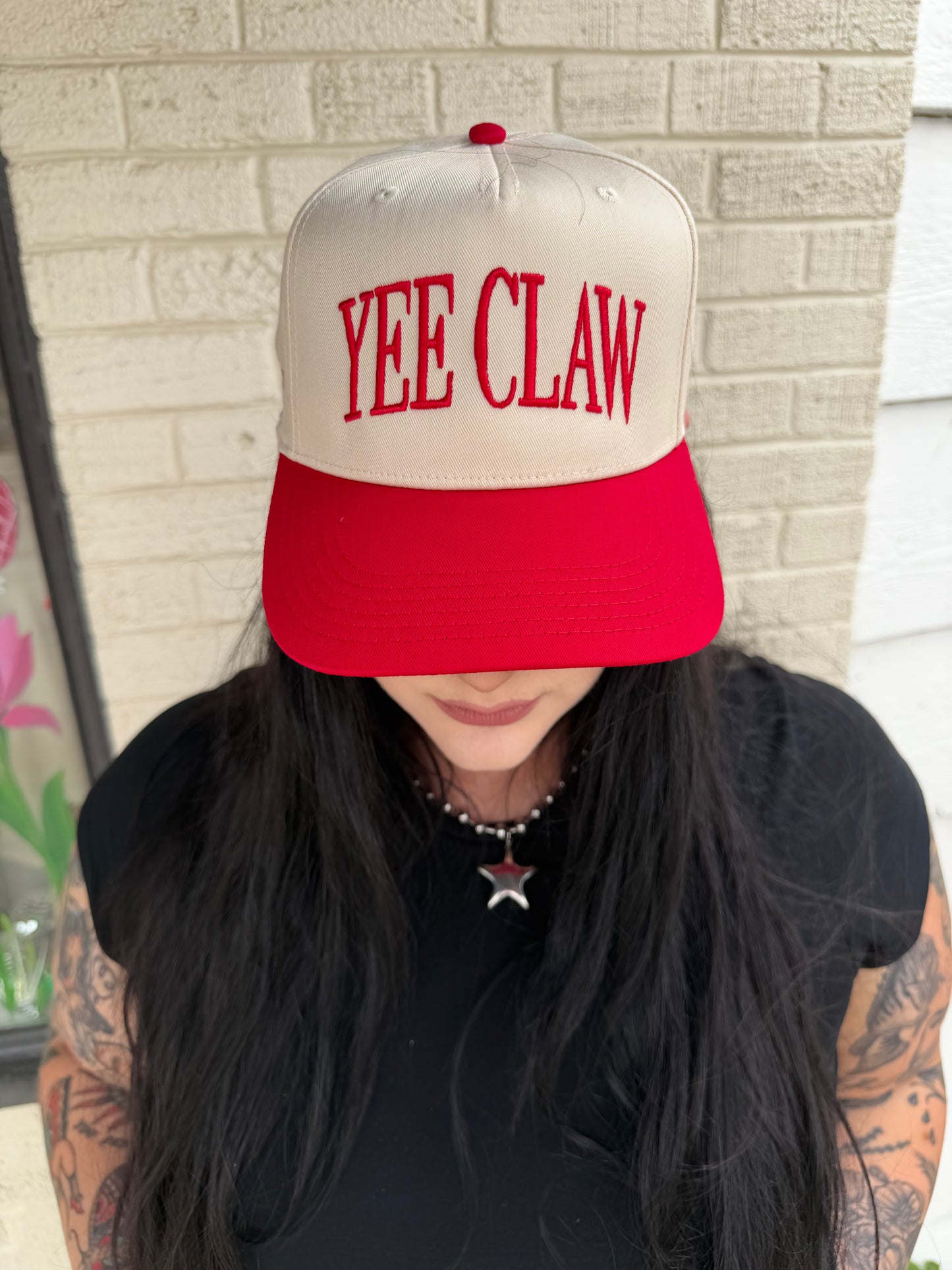 Yee Claw CCF 3D Puff Embroidered Trucker Hat - Red