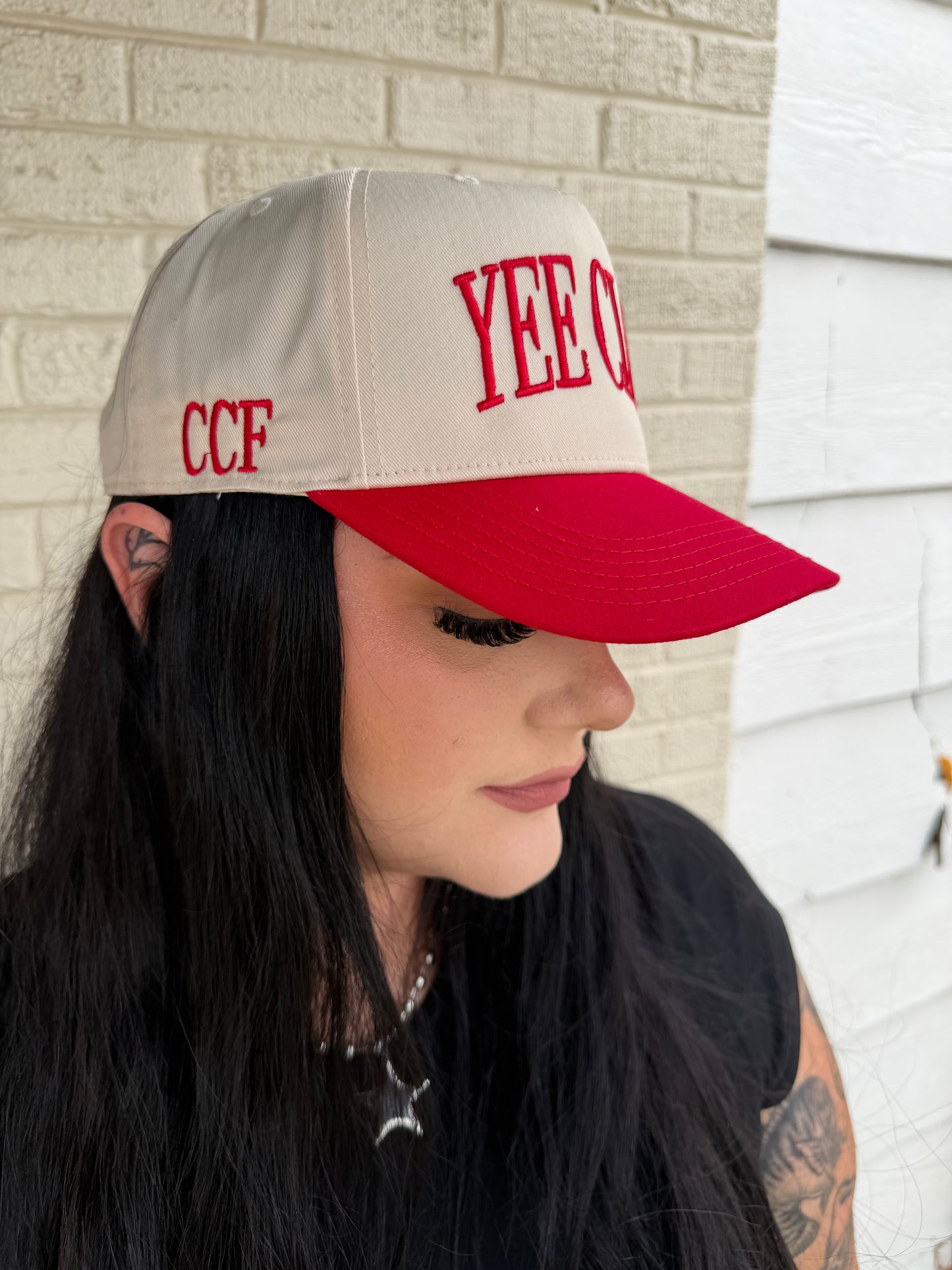 Yee Claw CCF 3D Puff Embroidered Trucker Hat - Red