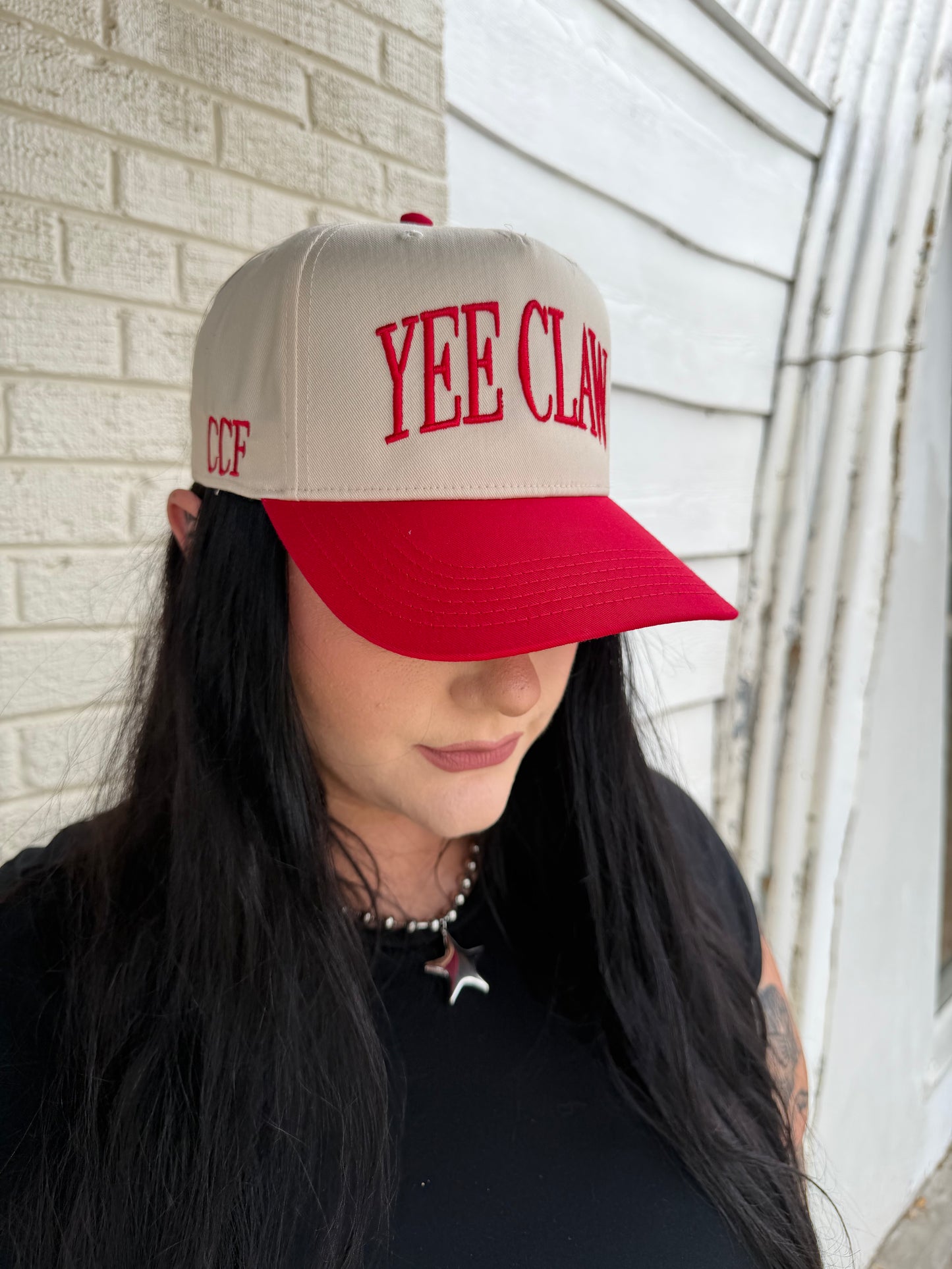 Yee Claw CCF 3D Puff Embroidered Trucker Hat - Red